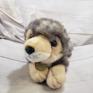 Aurora Miyoni Wolf Dog Realistic Gray Cream Plush Stuffed Toy 10 Inch 2020